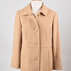 Talbots Wool Blend Camel Button Down Coat